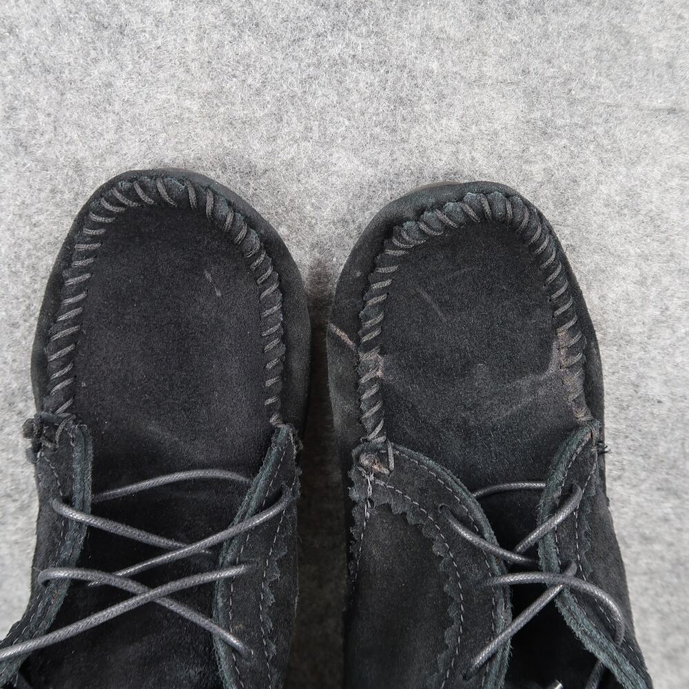 Minnetonka Shoes Womens 8 Moccasin Chukka Ankle Bootie Leather Black Lace Up - Picture 7 of 13